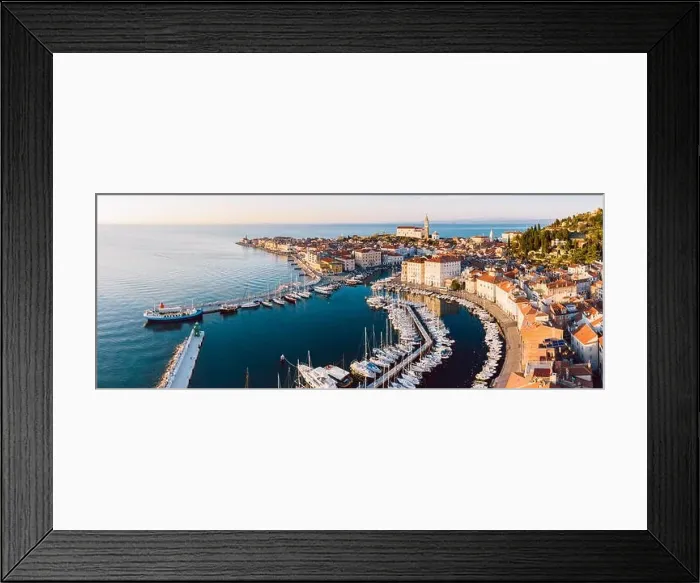 Framed Print : Aerial panorama of beautiful Slovenian city of Piran Framed Print : Aerial panorama of beautiful Slovenian city of Piran