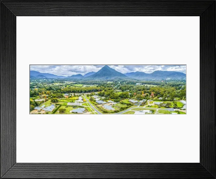 Framed Print : Town of Healesville surrounded by mountains in Victoria, Australia - aerial panorama Framed Print : Town of Healesville surrounded by mountains in Victoria, Australia - aerial panorama