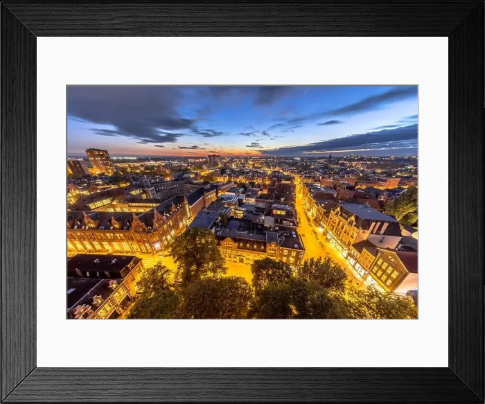 Framed Print : Aerial view of Aa church square in historic town centre of Groningen city at night. The Netherlands Framed Print : Aerial view of Aa church square in historic town centre of Groningen city at night. The Netherlands