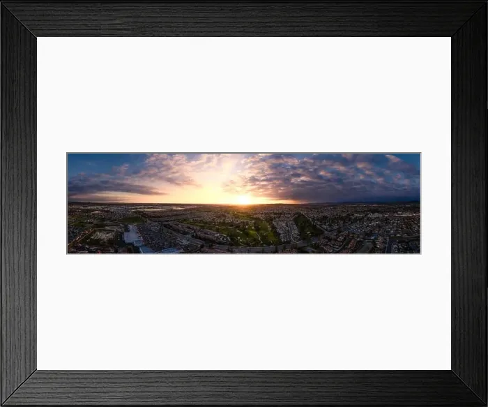 Framed Print : Aeiral pano capture from an altitude of 100 meters over a golf course and housing complex in California Framed Print : Aeiral pano capture from an altitude of 100 meters over a golf course and housing complex in California