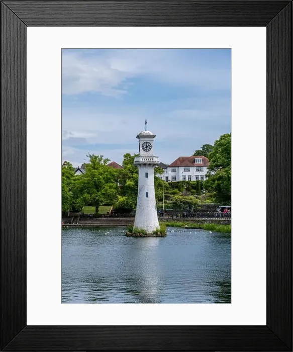 Framed Print : Roath Park Lighthouse Clock Tower Cardiff on a Summer Sunny Cloudy Day Framed Print : Roath Park Lighthouse Clock Tower Cardiff on a Summer Sunny Cloudy Day