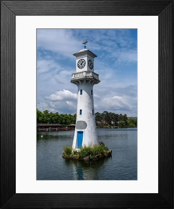 Framed Print : Roath Park Lighthouse Clock Tower Cardiff on a Summer Sunny Cloudy Day Framed Print : Roath Park Lighthouse Clock Tower Cardiff on a Summer Sunny Cloudy Day