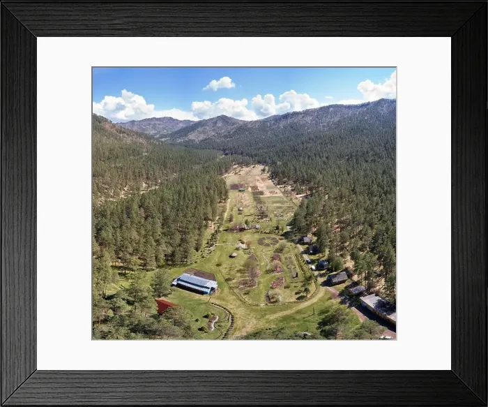 Framed Print : Drone bird's-eye panorama of Gorno-Altai Botanical Garden. Altai, Russia Framed Print : Drone bird's-eye panorama of Gorno-Altai Botanical Garden. Altai, Russia