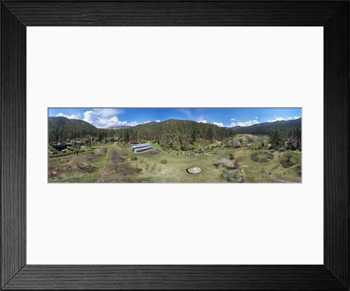 Framed Print : Drone bird's-eye panorama of Gorno-Altai Botanical Garden. Altai, Russia Framed Print : Drone bird's-eye panorama of Gorno-Altai Botanical Garden. Altai, Russia