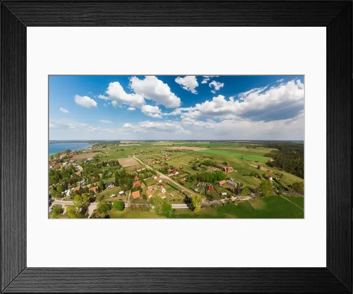 Framed Print : Aerial view of Sniardwy lake and Nowe Guty village Framed Print : Aerial view of Sniardwy lake and Nowe Guty village