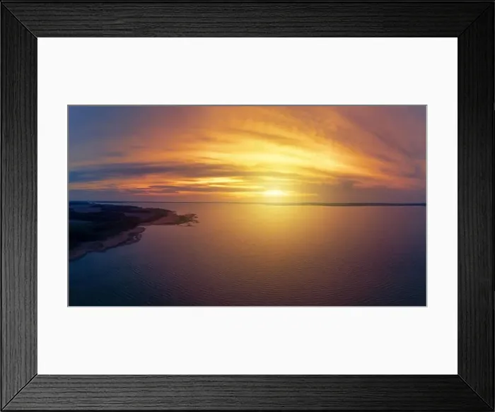 Framed Print : Stunning sunset over the lake, aerial view Framed Print : Stunning sunset over the lake, aerial view