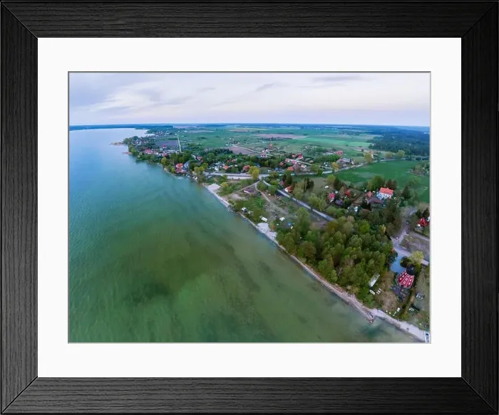 Framed Print : Aerial view of Sniardwy lake and Nowe Guty village Framed Print : Aerial view of Sniardwy lake and Nowe Guty village