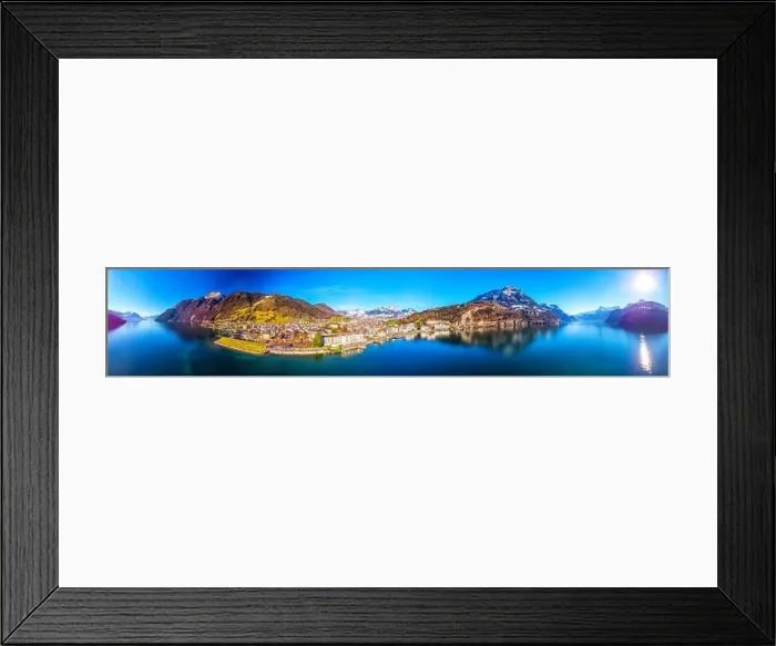 Framed Print : Brunnen old town with Grosse und kleine Mythen, Canton Schwyz, Switzerland, Europe