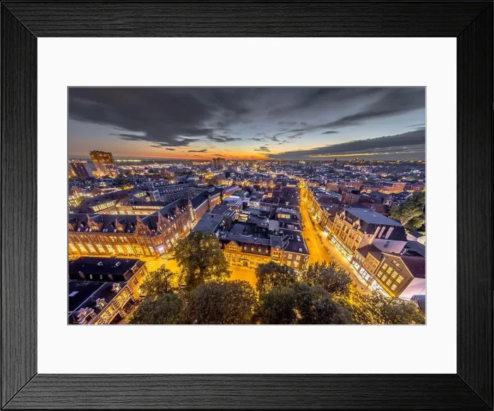 Framed Print : Aerial view of Aa church square in historic town centre of Groningen city at night. The Netherlands Framed Print : Aerial view of Aa church square in historic town centre of Groningen city at night. The Netherlands