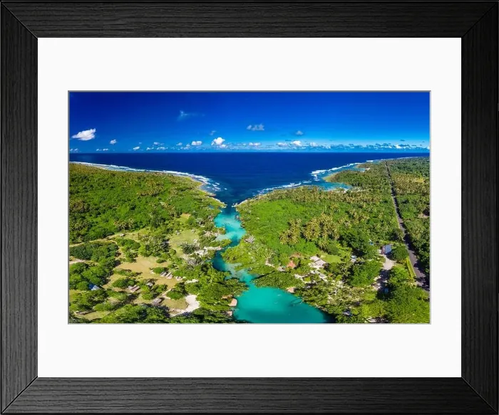 Framed Print : Drone view of The Blue Lagoon, Port Vila, Efate, Vanuatu - famous tourist destination Framed Print : Drone view of The Blue Lagoon, Port Vila, Efate, Vanuatu - famous tourist destination