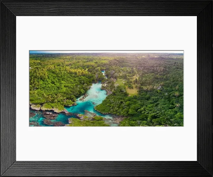Framed Print : Drone view of The Blue Lagoon, Port Vila, Efate, Vanuatu - famous tourist destination