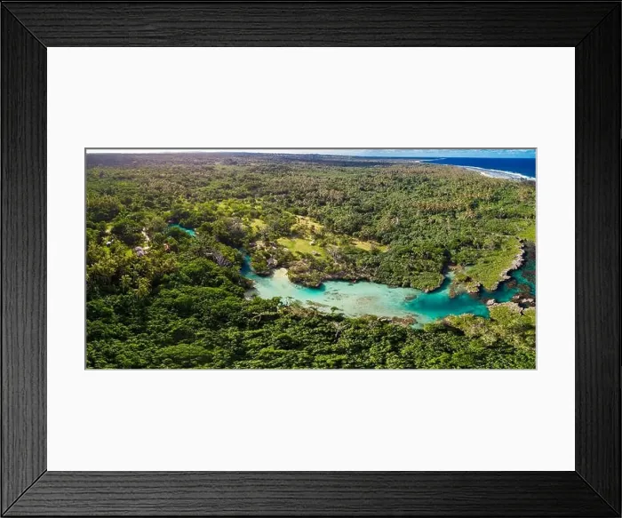Framed Print : Drone view of The Blue Lagoon, Port Vila, Efate, Vanuatu - famous tourist destination Framed Print : Drone view of The Blue Lagoon, Port Vila, Efate, Vanuatu - famous tourist destination