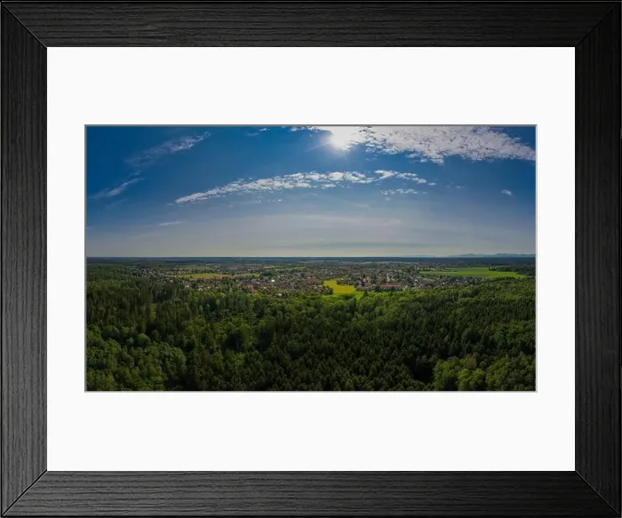 Framed Print : The flight over a forest at sunshine next to the bavarian Oberhaching Framed Print : The flight over a forest at sunshine next to the bavarian Oberhaching