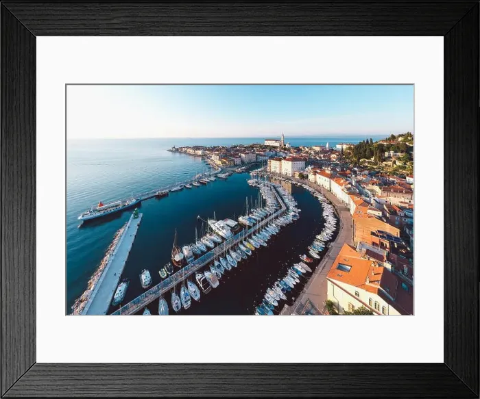 Framed Print : Aerial panorama of beautiful Slovenian city of Piran Framed Print : Aerial panorama of beautiful Slovenian city of Piran