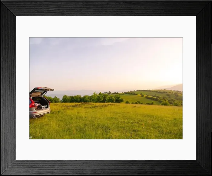 Framed Print : drone ready for fly in suv trunk landscape nature mountains sunset Framed Print : drone ready for fly in suv trunk landscape nature mountains sunset