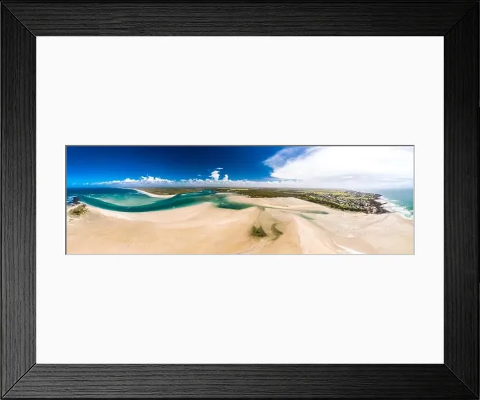 Framed Print : Drone aerial view of Elliott Heads Beach and River, Queensland, Australia Framed Print : Drone aerial view of Elliott Heads Beach and River, Queensland, Australia