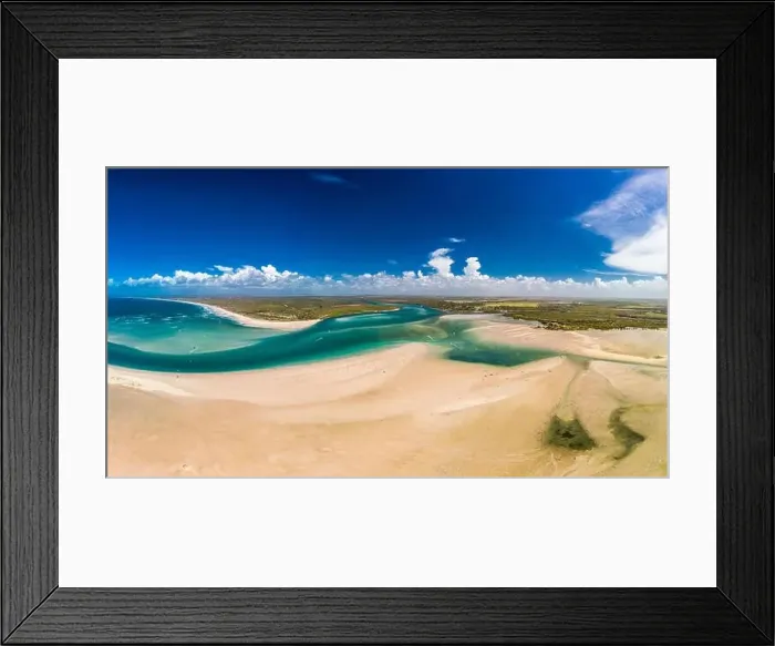 Framed Print : Drone aerial view of Elliott Heads Beach and River, Queensland, Australia Framed Print : Drone aerial view of Elliott Heads Beach and River, Queensland, Australia