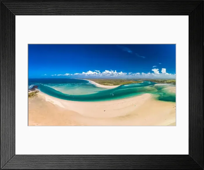 Framed Print : Drone aerial view of Elliott Heads Beach and River, Queensland, Australia Framed Print : Drone aerial view of Elliott Heads Beach and River, Queensland, Australia