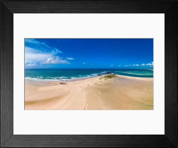 Framed Print : Drone aerial view of Elliott Heads Beach and River, Queensland, Australia Framed Print : Drone aerial view of Elliott Heads Beach and River, Queensland, Australia