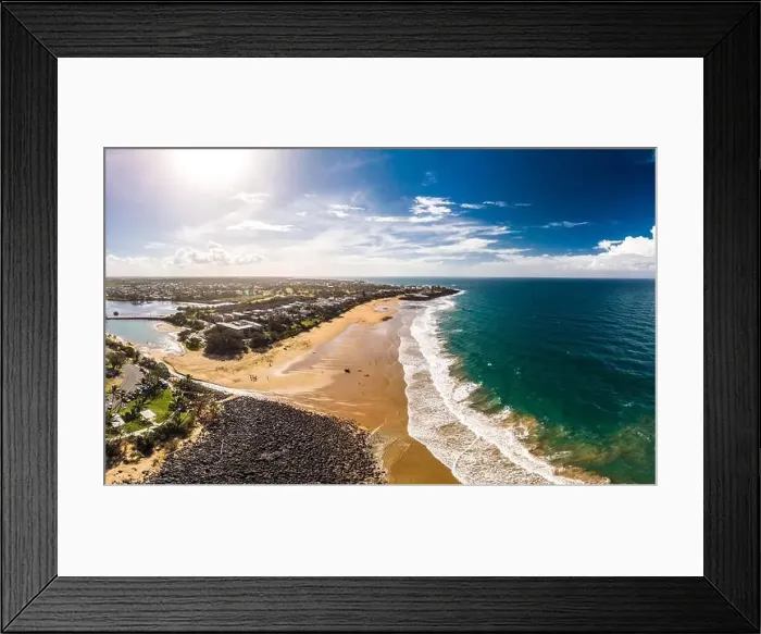 Framed Print : Aerial drone view of Bargara beach and surrounding area, Queensland, Australia Framed Print : Aerial drone view of Bargara beach and surrounding area, Queensland, Australia