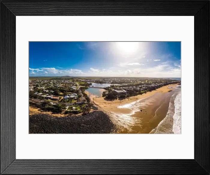 Framed Print : Aerial drone view of Bargara beach and surrounding area, Queensland, Australia Framed Print : Aerial drone view of Bargara beach and surrounding area, Queensland, Australia
