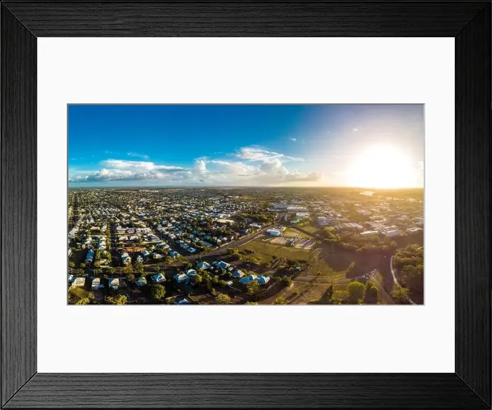 Framed Print : Aerial drone view of central area of Bundaberg, Queensland, Australia Framed Print : Aerial drone view of central area of Bundaberg, Queensland, Australia