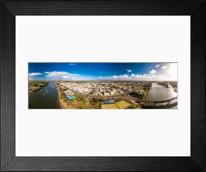 Framed Print : Aerial drone view of central area of Bundaberg, Queensland, Australia Framed Print : Aerial drone view of central area of Bundaberg, Queensland, Australia
