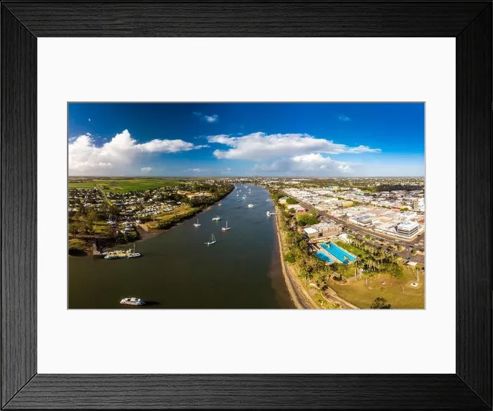 Framed Print : Aerial drone view of central area of Bundaberg, Queensland, Australia Framed Print : Aerial drone view of central area of Bundaberg, Queensland, Australia