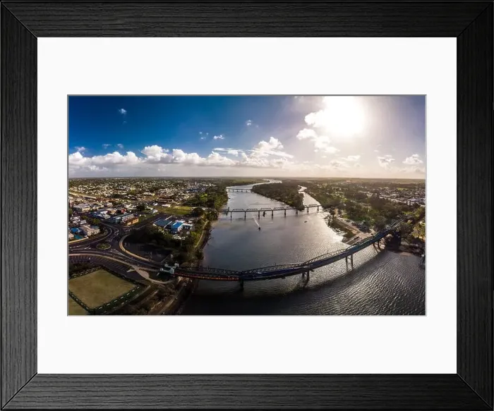 Framed Print : Aerial drone view of central area of Bundaberg, Queensland, Australia Framed Print : Aerial drone view of central area of Bundaberg, Queensland, Australia