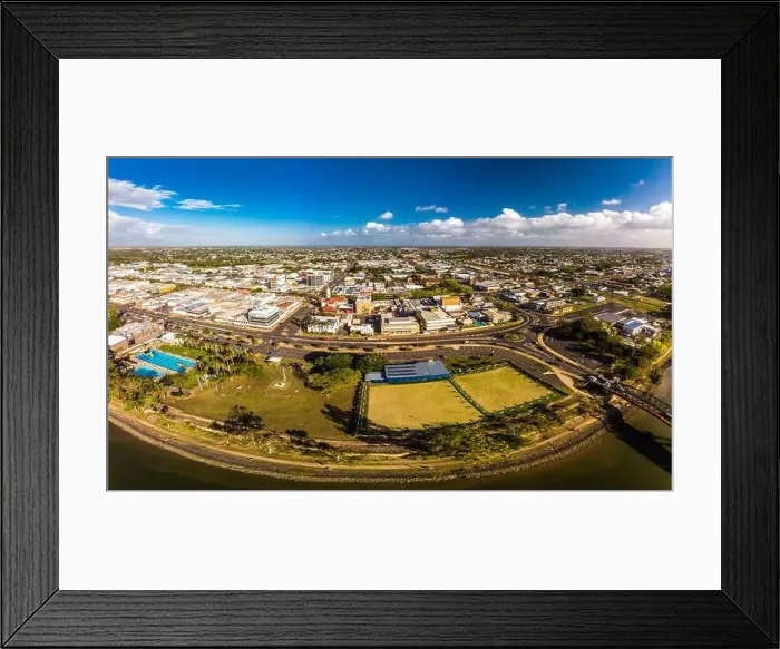 Framed Print : Aerial drone view of central area of Bundaberg, Queensland, Australia Framed Print : Aerial drone view of central area of Bundaberg, Queensland, Australia
