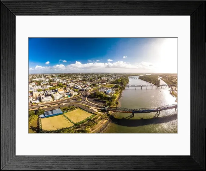 Framed Print : Aerial drone view of central area of Bundaberg, Queensland, Australia Framed Print : Aerial drone view of central area of Bundaberg, Queensland, Australia
