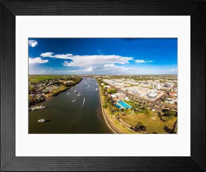 Framed Print : Aerial drone view of central area of Bundaberg, Queensland, Australia Framed Print : Aerial drone view of central area of Bundaberg, Queensland, Australia