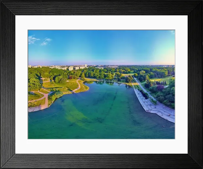 Framed Print : A beautiful panoramic view of the sunset in a fabulous evening in June from drone at Pola Mokotowskie in Warsaw Framed Print : A beautiful panoramic view of the sunset in a fabulous evening in June from drone at Pola Mokotowskie in Warsaw