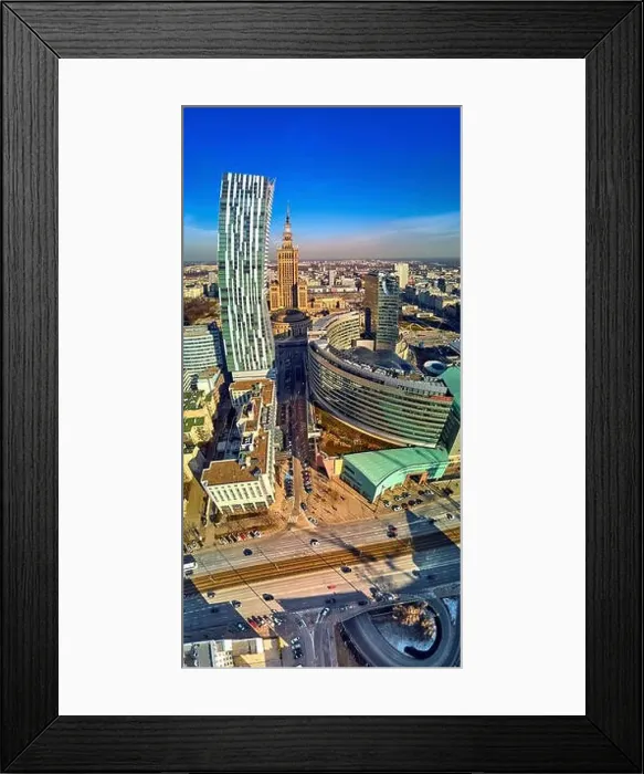 Framed Print : WARSAW, POLAND - FEBRUARY 23, 2019: Beautiful panoramic aerial drone view to the center of Warsaw City and Zlota 44 Framed Print : WARSAW, POLAND - FEBRUARY 23, 2019: Beautiful panoramic aerial drone view to the center of Warsaw City and Zlota 44