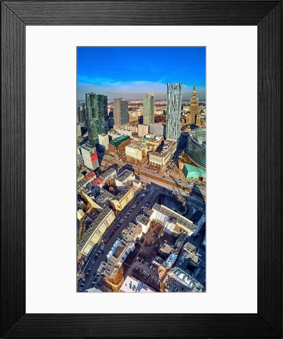 Framed Print : WARSAW, POLAND - FEBRUARY 23, 2019: Beautiful panoramic aerial drone view to the center of Warsaw City and Zlota 44 Framed Print : WARSAW, POLAND - FEBRUARY 23, 2019: Beautiful panoramic aerial drone view to the center of Warsaw City and Zlota 44