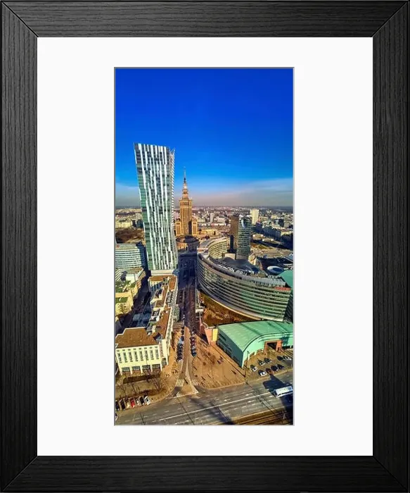 Framed Print : WARSAW, POLAND - FEBRUARY 23, 2019: Beautiful panoramic aerial drone view to the center of Warsaw City and Zlota 44 Framed Print : WARSAW, POLAND - FEBRUARY 23, 2019: Beautiful panoramic aerial drone view to the center of Warsaw City and Zlota 44