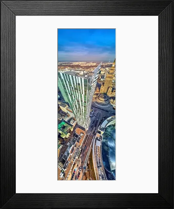 Framed Print : WARSAW, POLAND - FEBRUARY 23, 2019: Beautiful panoramic aerial drone view to the center of Warsaw City and Zlota 44 Framed Print : WARSAW, POLAND - FEBRUARY 23, 2019: Beautiful panoramic aerial drone view to the center of Warsaw City and Zlota 44