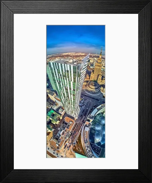 Framed Print : WARSAW, POLAND - FEBRUARY 23, 2019: Beautiful panoramic aerial drone view to the center of Warsaw City and Zlota 44 Framed Print : WARSAW, POLAND - FEBRUARY 23, 2019: Beautiful panoramic aerial drone view to the center of Warsaw City and Zlota 44