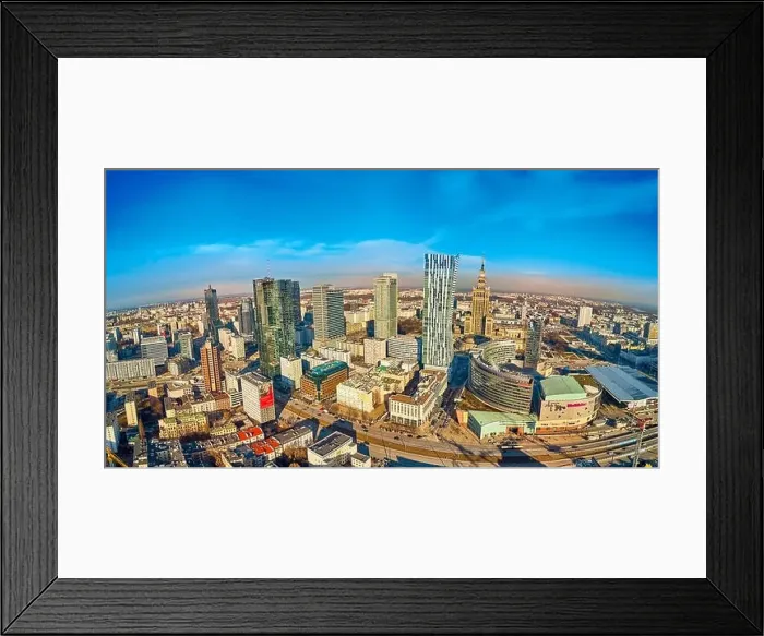 Framed Print : WARSAW, POLAND - FEBRUARY 23, 2019: Beautiful panoramic aerial drone view to the center of Warsaw City and Zlota 44 Framed Print : WARSAW, POLAND - FEBRUARY 23, 2019: Beautiful panoramic aerial drone view to the center of Warsaw City and Zlota 44
