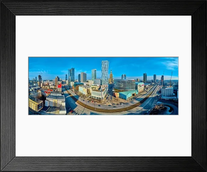 Framed Print : WARSAW, POLAND - FEBRUARY 23, 2019: Beautiful panoramic aerial drone view to the center of Warsaw City and Zlota 44 Framed Print : WARSAW, POLAND - FEBRUARY 23, 2019: Beautiful panoramic aerial drone view to the center of Warsaw City and Zlota 44