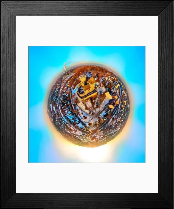 Framed Print : Beautiful panoramic aerial drone view little planet - 360 degree panorama to the Bedzin Castle Framed Print : Beautiful panoramic aerial drone view little planet - 360 degree panorama to the Bedzin Castle