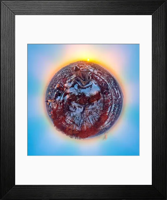 Framed Print : Beautiful panoramic aerial drone view little planet - 360 degree panorama to the Bedzin Castle