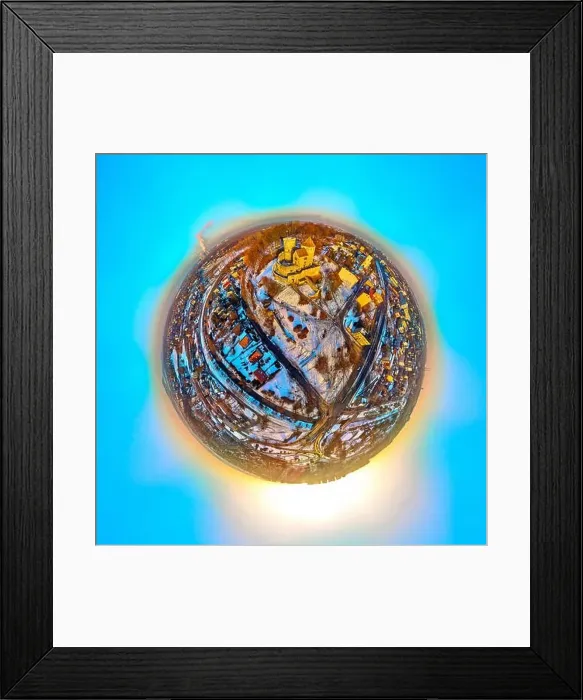 Framed Print : Beautiful panoramic aerial drone view little planet - 360 degree panorama to the Bedzin Castle Framed Print : Beautiful panoramic aerial drone view little planet - 360 degree panorama to the Bedzin Castle
