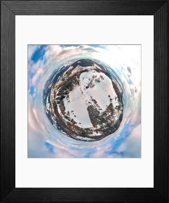 Framed Print : Beautiful panoramic aerial drone view little planet - 360 degree panorama to the to the Istebna - large village Framed Print : Beautiful panoramic aerial drone view little planet - 360 degree panorama to the to the Istebna - large village