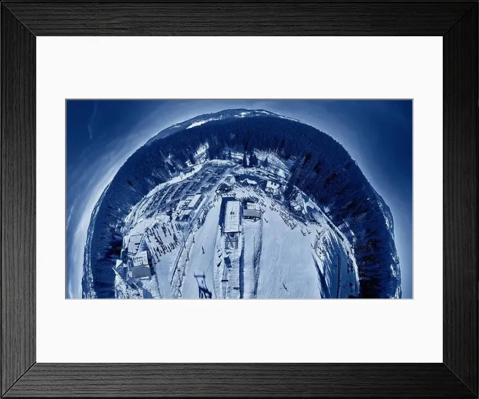 Framed Print : Beautiful panoramic aerial drone view to the ski resort Zloty Gron - near Istebna - a large village Framed Print : Beautiful panoramic aerial drone view to the ski resort Zloty Gron - near Istebna - a large village