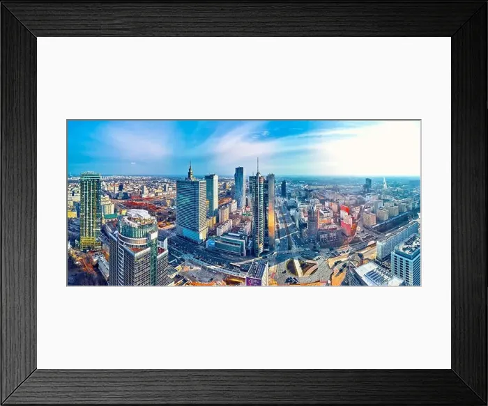 Framed Print : Beautiful panoramic aerial drone view to panorama cityscape of Warsaw modern City Framed Print : Beautiful panoramic aerial drone view to panorama cityscape of Warsaw modern City