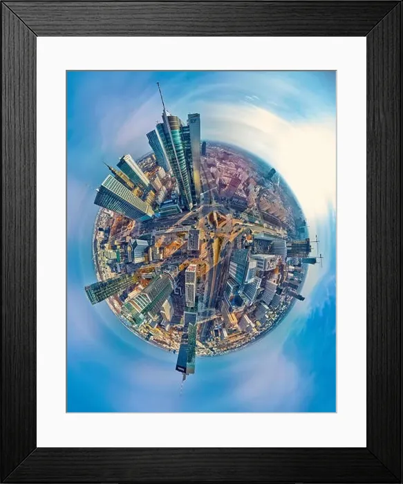 Framed Print : Beautiful panoramic aerial drone view little planet - 360 degree panorama - to Warsaw modern City Framed Print : Beautiful panoramic aerial drone view little planet - 360 degree panorama - to Warsaw modern City