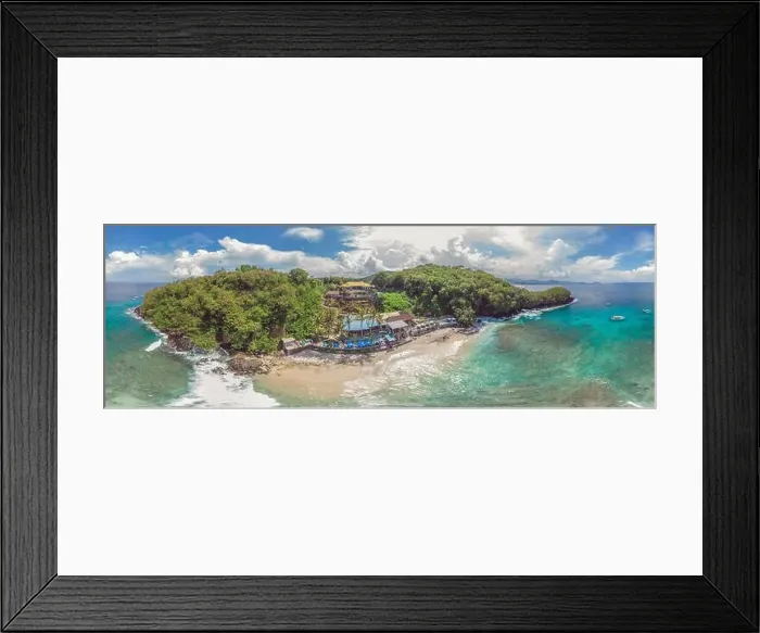 Framed Print : Sea bay with turquoise water and a small white beach Framed Print : Sea bay with turquoise water and a small white beach