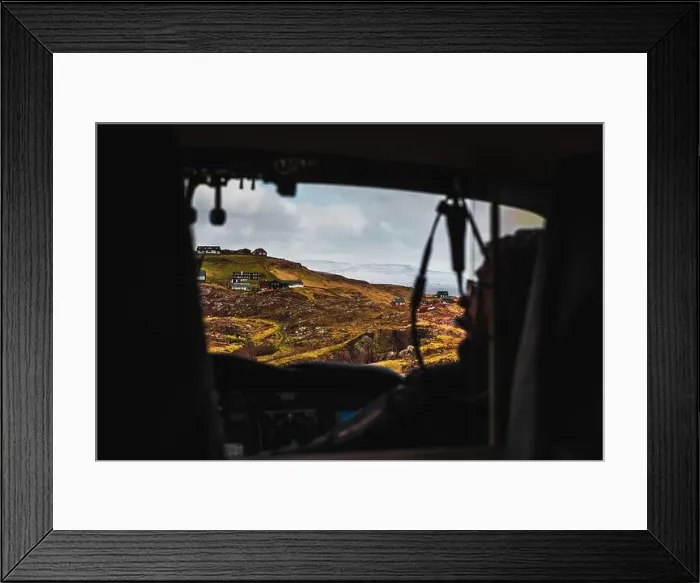 Framed Print : Aerial shot of the town Torshavn taken from the inside of a helicopter during a flight over the Faroe Islands with Framed Print : Aerial shot of the town Torshavn taken from the inside of a helicopter during a flight over the Faroe Islands with