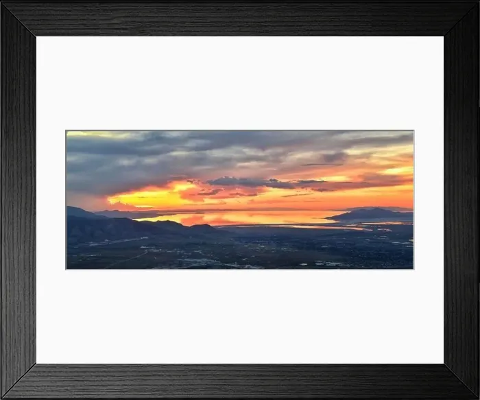 Framed Print : Great Salt Lake Sunset Aerial view from airplane in Wasatch Rocky Mountain Range Framed Print : Great Salt Lake Sunset Aerial view from airplane in Wasatch Rocky Mountain Range